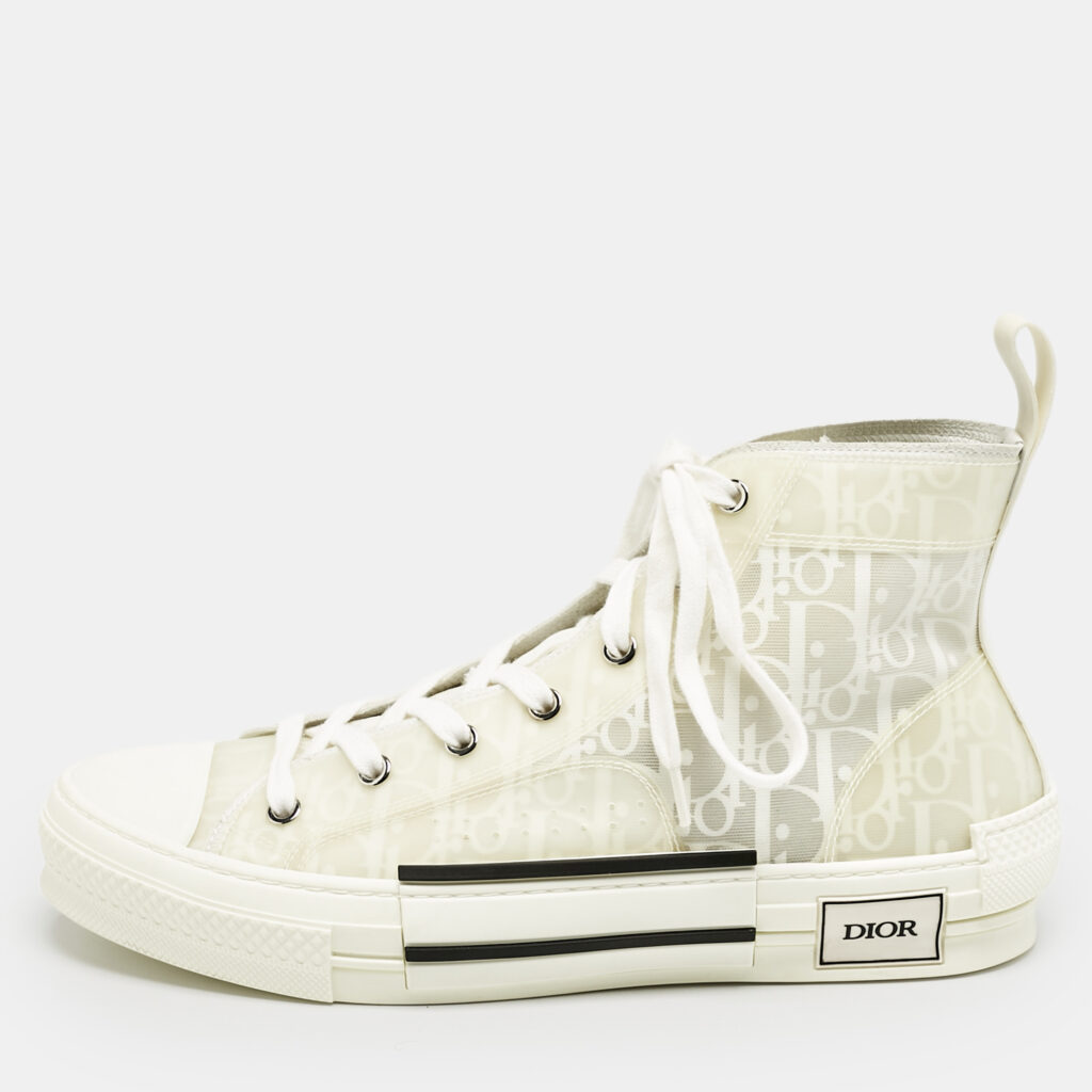 luxury-men-dior-used-shoes-p1168657-009 Dior White Oblique Mesh and Rubber B23 Sneakers Size 41