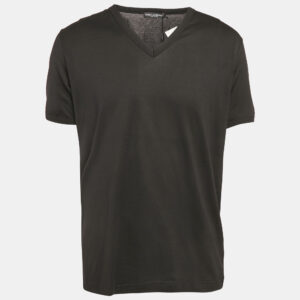 Dolce & Gabbana Black Jersey V-Neck T-Shirt XXL