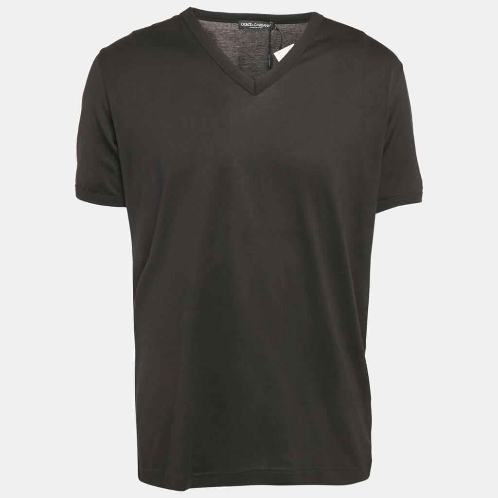 luxury-men-dolcegabbana-new-clothes-p1149251-006 Dolce & Gabbana Black Jersey V-Neck T-Shirt XXL