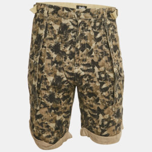 dolce & gabbana green camouflage linen cargo shorts xxxl