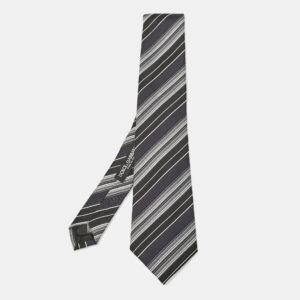 Dolce & Gabbana Black Diagonal Striped Silk Tie