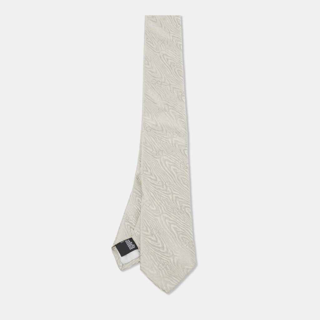 luxury-men-dolcegabbana-used-accessories-p1112565-001 Dolce & Gabbana Grey Patterned Silk Tie