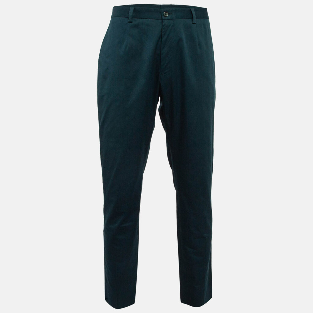luxury-men-dolcegabbana-used-clothes-p1040541-001 Dolce & Gabbana Green Cotton Formal Trousers XXXL