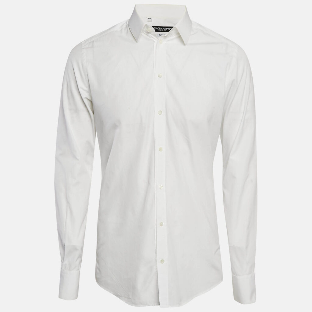 Dolce & Gabbana White Cotton Button Front Shirt L