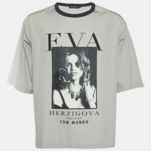 Dolce & Gabbana x Tom Munro Grey Eva Herzigova Print Cotton Oversized T-Shirt XS