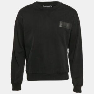 Dolce & Gabbana Black Cotton Knit Crew Neck Sweatshirt S