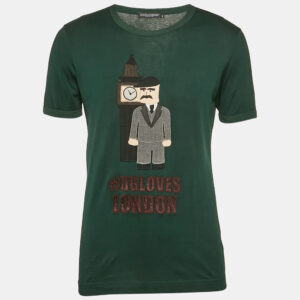 Dolce & Gabbana Green Cotton Applique Detail T-Shirt M