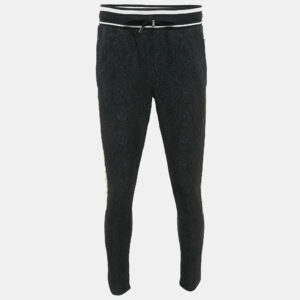 Dolce & Gabbana Black Jacquard Logo Embossed Pants XS
