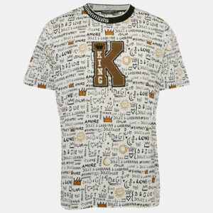Dolce & Gabbana White King Graffiti Jersey T-Shirt XL