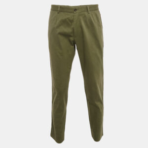 Dolce & Gabbana Green Gabardine Logo Embossed Trim Detail Pants XL