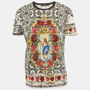 Dolce & Gabbana Black/White Printed Jersey Crewneck T-Shirt XXL