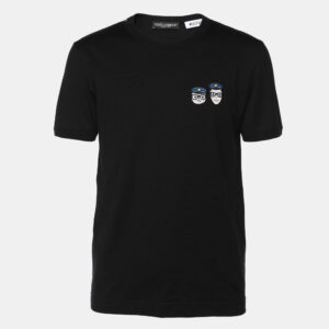 Dolce & Gabbana Black Cotton Cross-Stitch Patch T-Shirt S