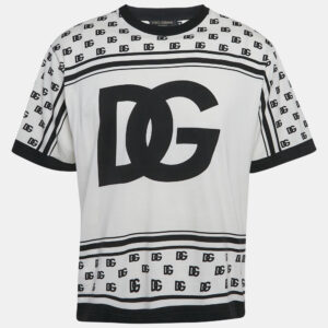 Dolce & Gabbana White DG Print Jersey Crew Neck T-Shirt M