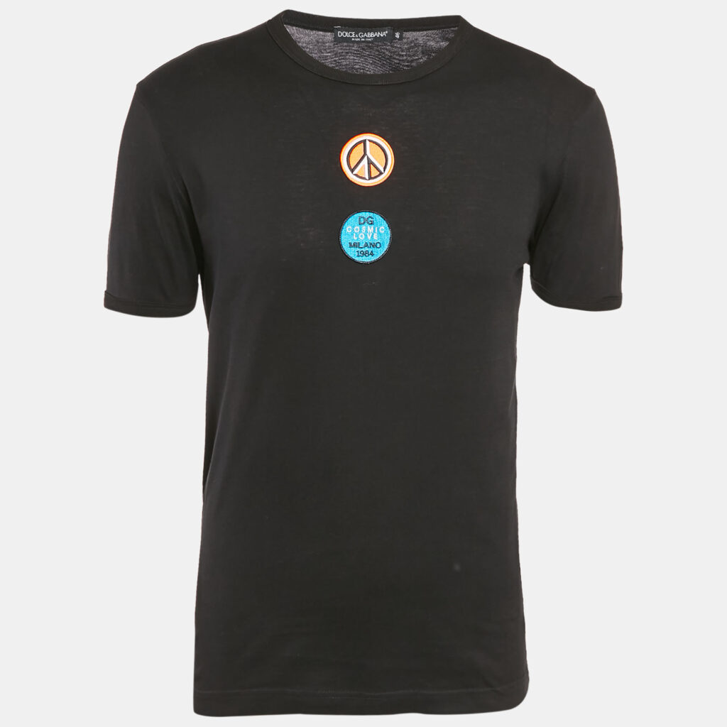 luxury-men-dolcegabbana-used-clothes-p1116294-006 Dolce & Gabbana Black Applique Jersey T-Shirt S