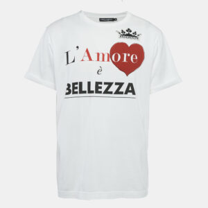 Dolce & Gabbana White L'Amore Print Jersey Applique T-Shirt L