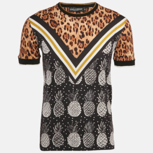 Dolce & Gabbana Multicolor/Brown Printed Cotton Crew Neck T-Shirt M