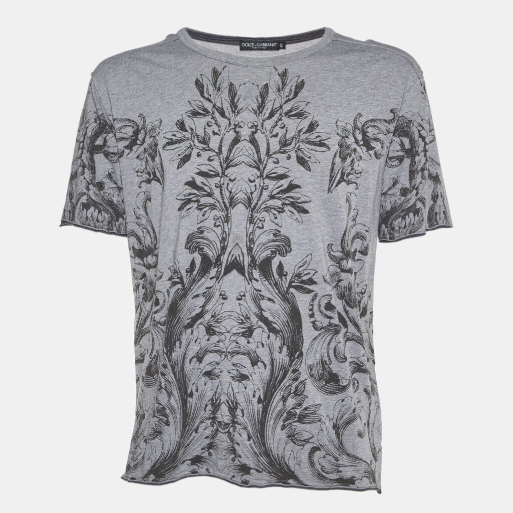 luxury-men-dolcegabbana-used-clothes-p1126939-001 Dolce & Gabbana Grey Printed Viscose/Wool Crew Neck T-Shirt L