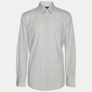 Dolce & Gabbana Light Grey Cotton Blend Button Front Shirt L