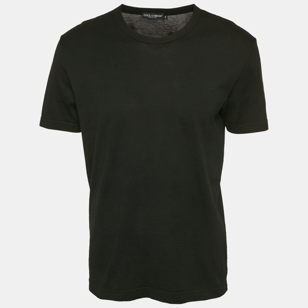 luxury-men-dolcegabbana-used-clothes-p1142866-004 Dolce & Gabbana Black Jersey Crewneck T-Shirt L