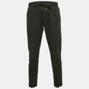 Dolce & Gabbana Black Cotton Drawstring Trousers L