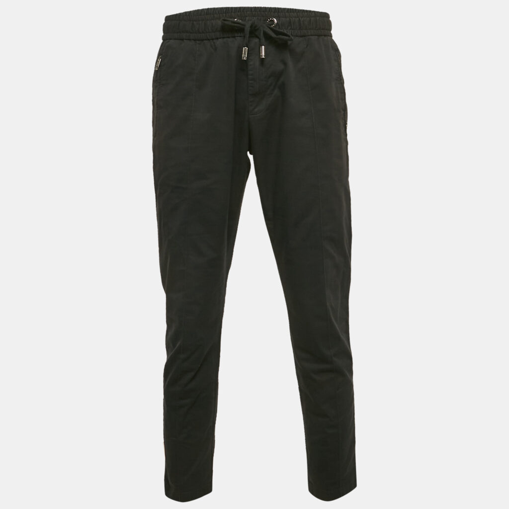 luxury-men-dolcegabbana-used-clothes-p1146658-001 Dolce & Gabbana Black Cotton Drawstring Trousers L