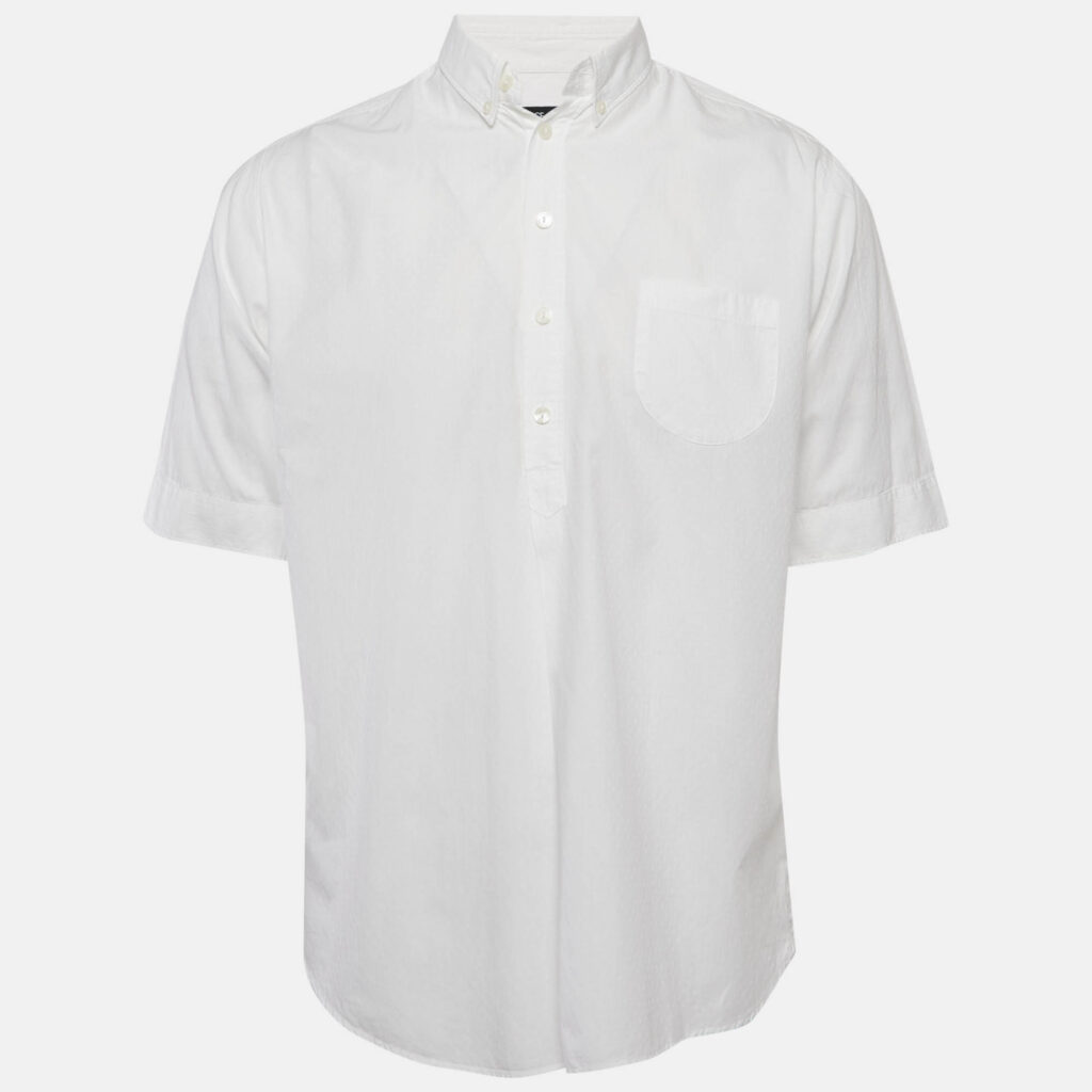 luxury-men-dolcegabbana-used-clothes-p1148687-001 Dolce & Gabbana White Cotton Half Sleeve Shirt L