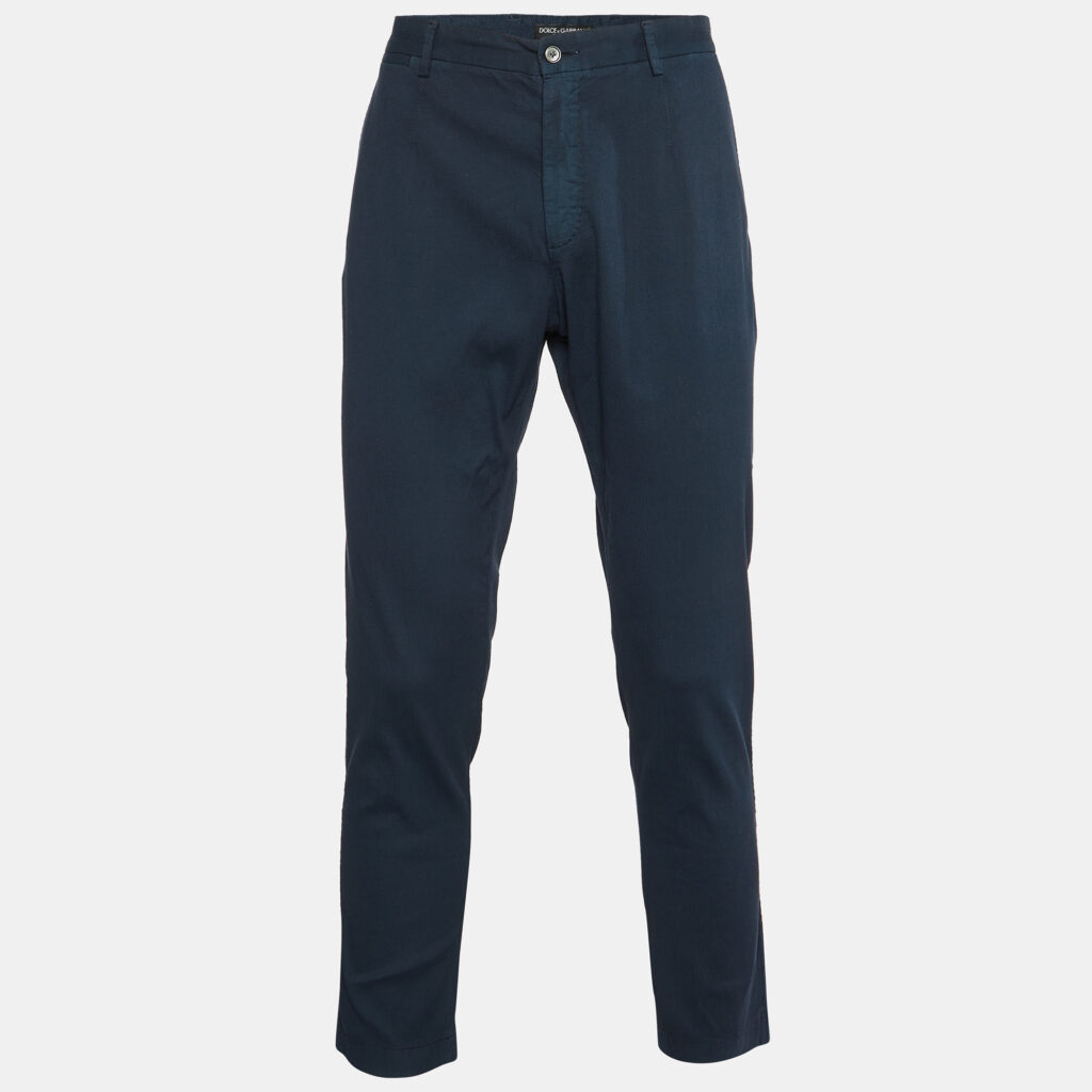 luxury-men-dolcegabbana-used-clothes-p1155852-005 Dolce & Gabbana Blue Striped Pattern Cotton Pants L