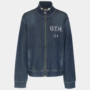 dolce & gabbana blue stretch cotton blend bomber jacket l