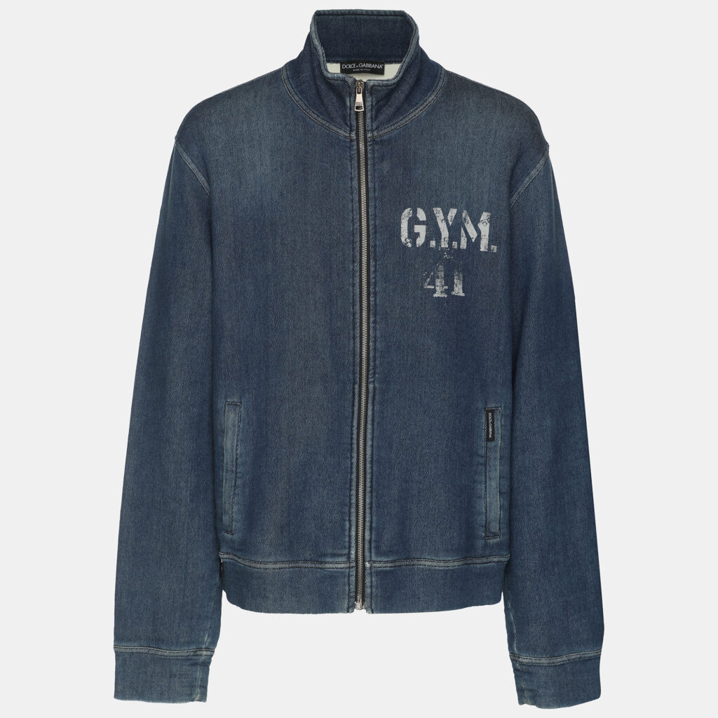 Dolce & Gabbana Blue Stretch Cotton Blend Bomber Jacket L