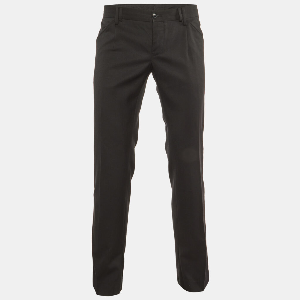 luxury-men-dolcegabbana-used-clothes-p1161344-006 Dolce & Gabbana Black Wool & Silk Tailored Pants M