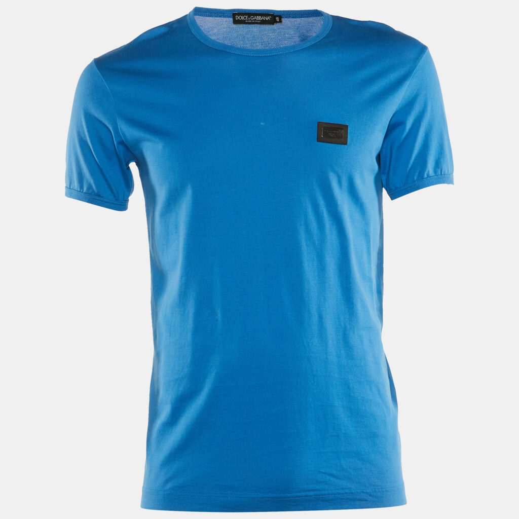 luxury-men-dolcegabbana-used-clothes-p1161526-003 Dolce & Gabbana Blue Cotton Knit Round Neck T-Shirt M