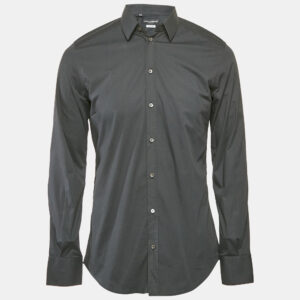 Dolce & Gabbana Midnight Blue Cotton Gold Fit Shirt M