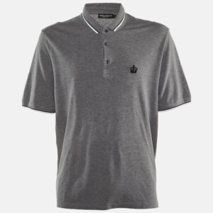 Dolce & Gabbana Grey Cotton Polo T-Shirt 5XL