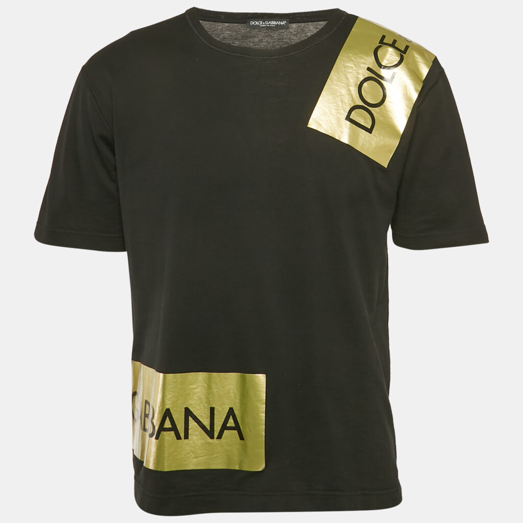 luxury-men-dolcegabbana-used-clothes-p1169743-003 Dolce & Gabbana Black Logo Print Cotton T-Shirt S