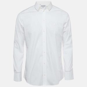Dolce & Gabbana Gold White Cotton Long Sleeve Button Front Shirt L