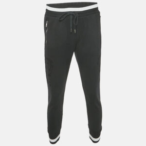 Dolce & Gabbana Black Cotton Knit Logo Detail Joggers M
