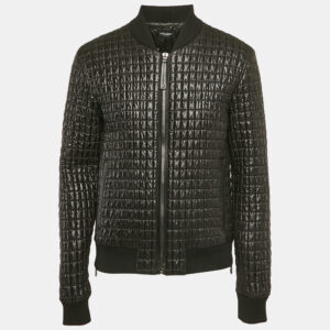 Dolce & Gabbana Black Quilted Nylon Zip Front Bomber Jacket XXL