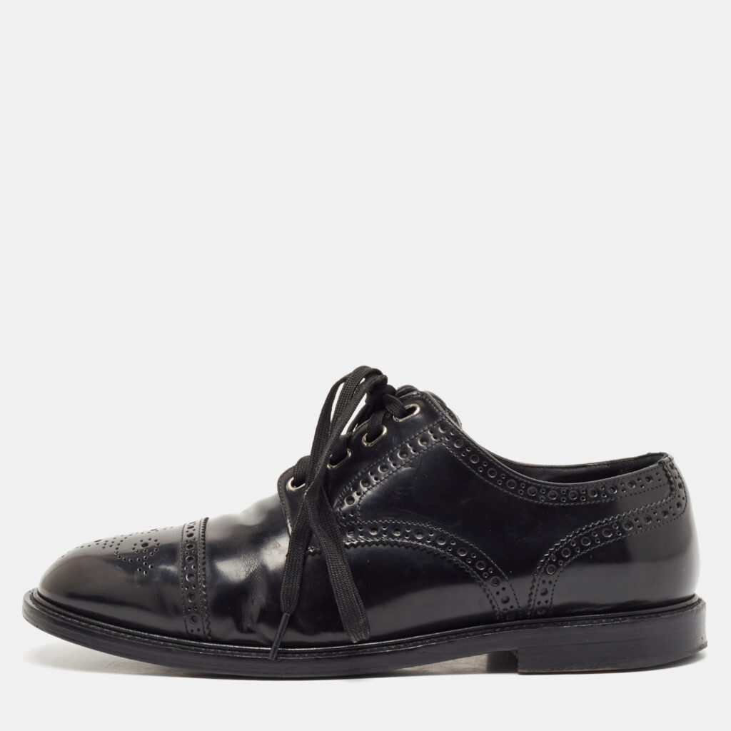 luxury-men-dolcegabbana-used-shoes-p1125080-001 Dolce & Gabbana Black Leather Michelangelo Derby Size 42.5