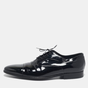 dolce & gabbana black patent leather lace up oxfords size 43