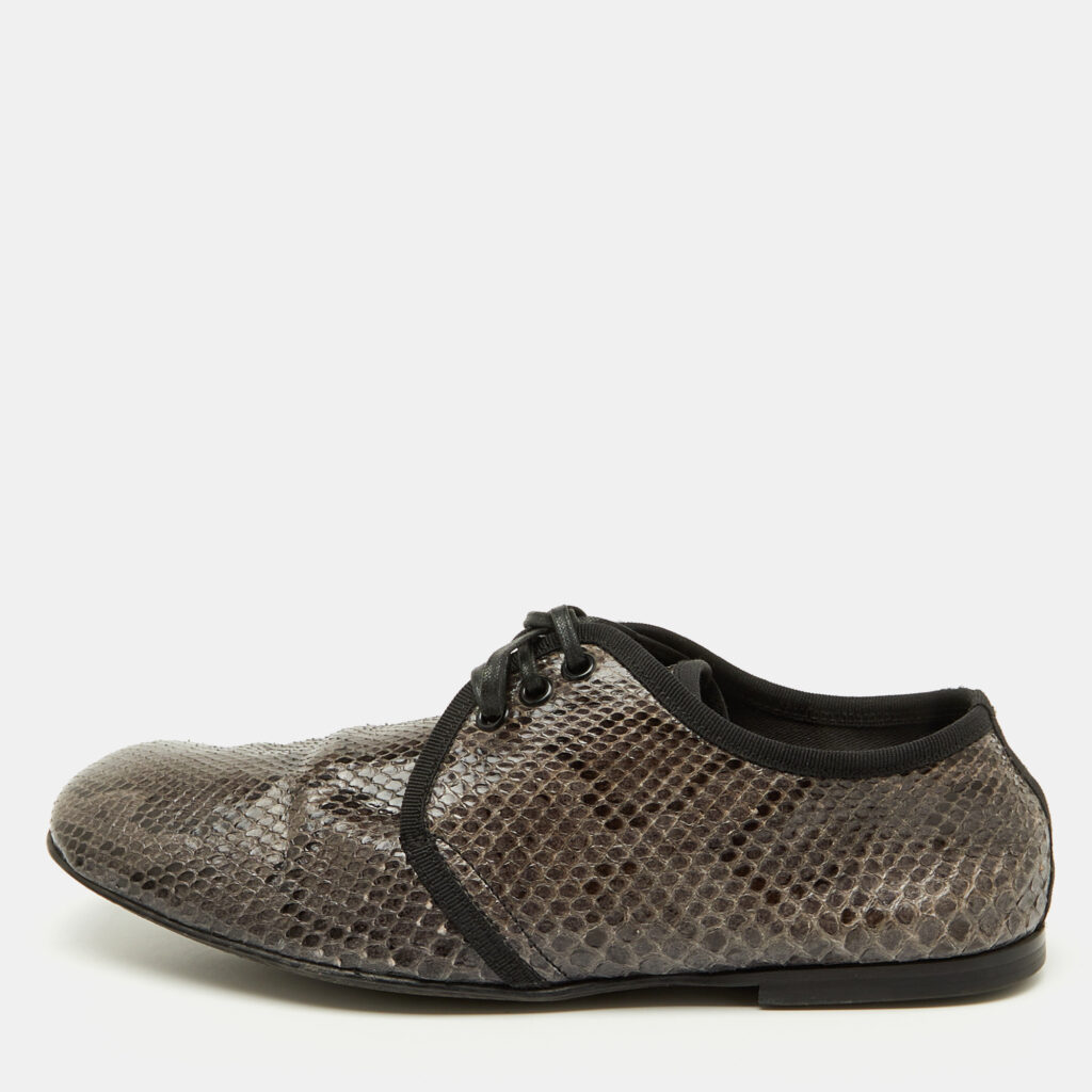 luxury-men-dolcegabbana-used-shoes-p1132673-010 Dolce & Gabbana Grey/Black Python Lace Up Derby Size 40