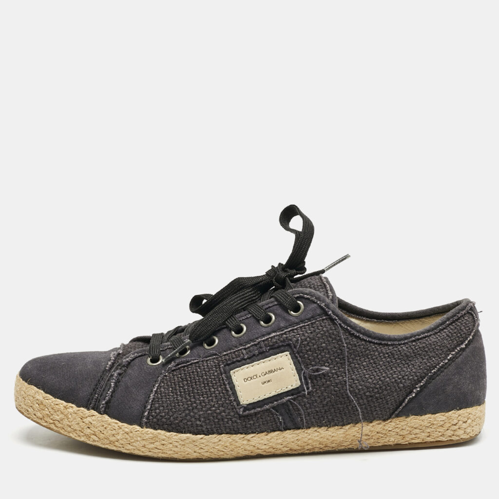 luxury-men-dolcegabbana-used-shoes-p1154268-001 Dolce & Gabbana Navy Blue Canvas Lace Up Espadrille Size 41.5