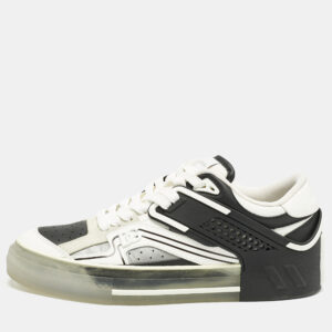 Dolce & Gabbana White/Black Leather and Rubber Custom 2.Zero Sneakers Size 43