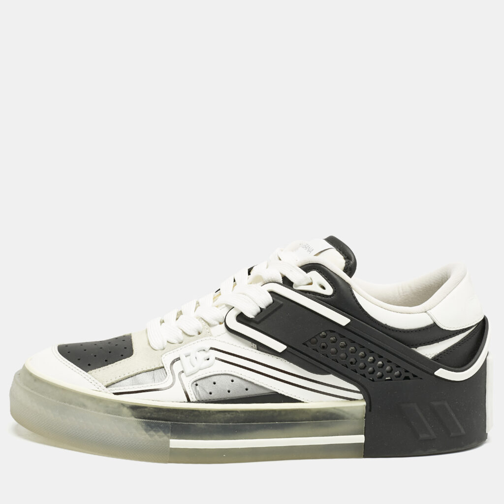 luxury-men-dolcegabbana-used-shoes-p1159437-010 Dolce & Gabbana White/Black Leather and Rubber Custom 2.Zero Sneakers Size 43