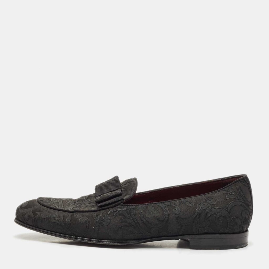 luxury-men-dolcegabbana-used-shoes-p1169183-003 Dolce & Gabbana Black Jacquard Baroque Slip On Loafers Size 40