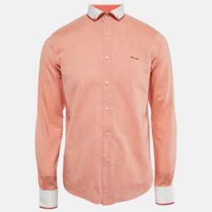 Dsquared2 Light Orange Cotton Blend Contrast Detail Shirt M