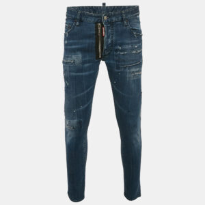 Dsquared2 Blue Distressed Denim Skater Jeans XL Waist 35"