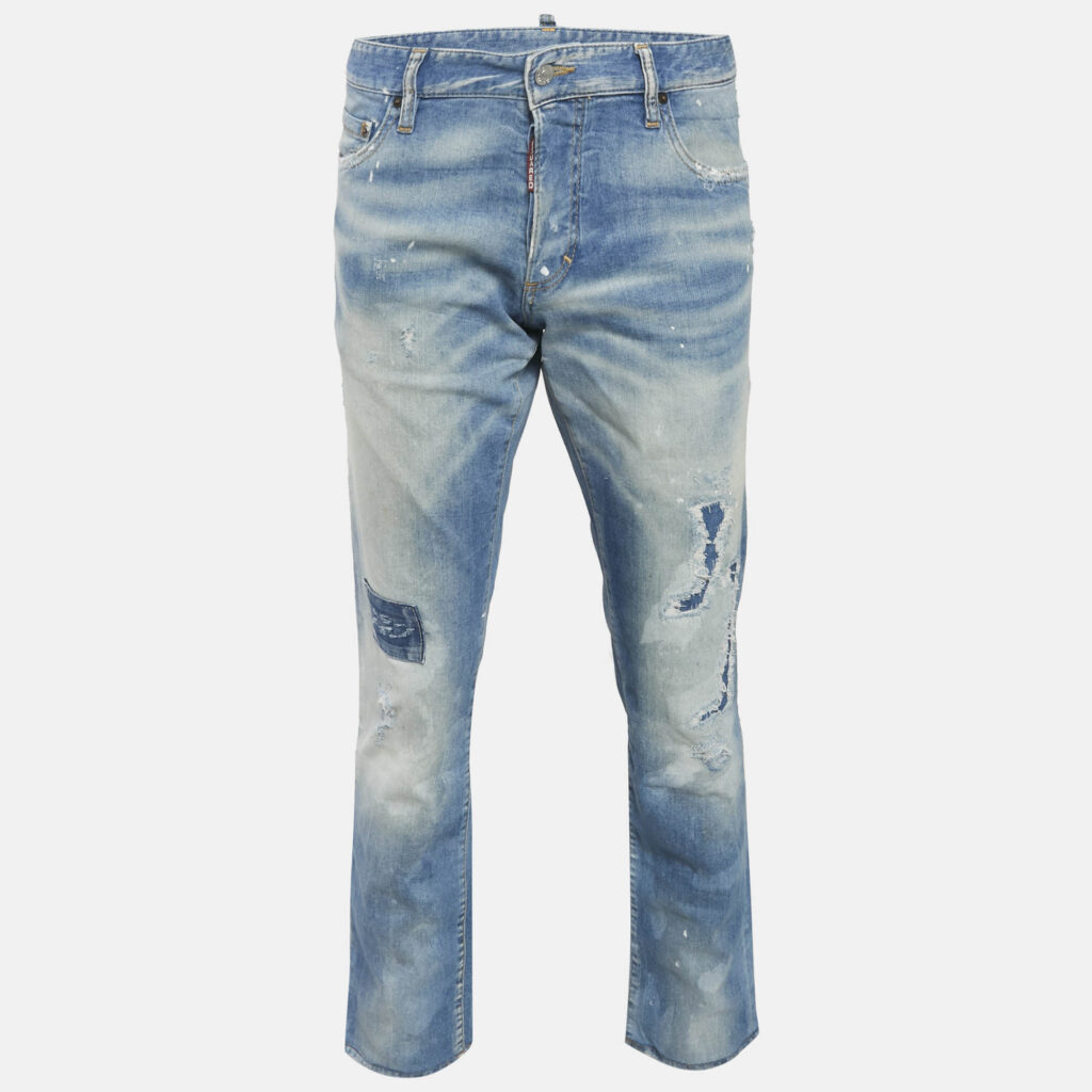 luxury-men-dsquared2-used-clothes-p1163288-001 Dsquared2 Blue Distressed Denim Jeans XXL Waist 38"
