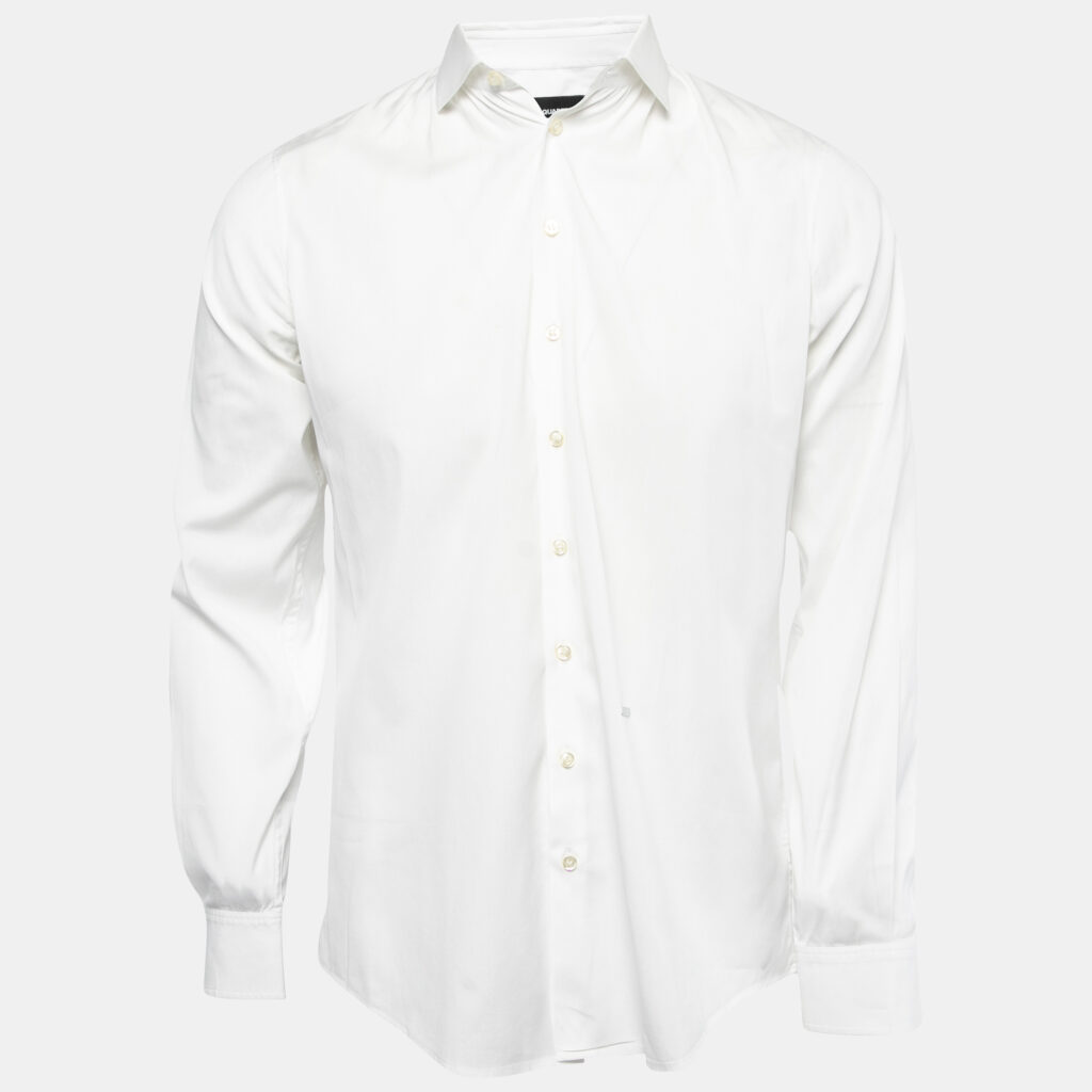 luxury-men-dsquared2-used-clothes-p862011-004 Dsquared2 White Cotton Button Front Full Sleeve Shirt S