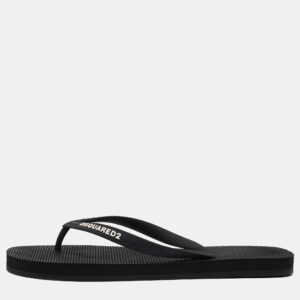 Dsquared2 Black Rubber Logo Flip Flops Size 42