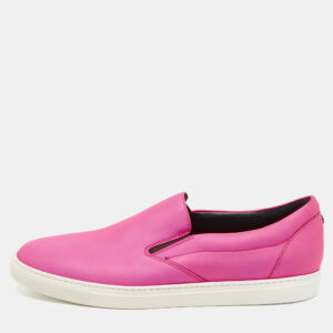 Dsquared2 Neon Pink Leather Slip On Sneakers Size 43